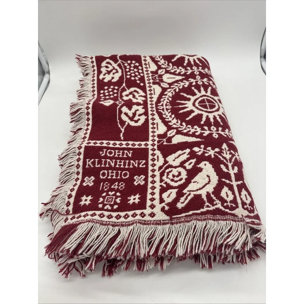 John Klinhinz‎ Ohio 1848 Reproduction Cotton Blanket 72 X 48